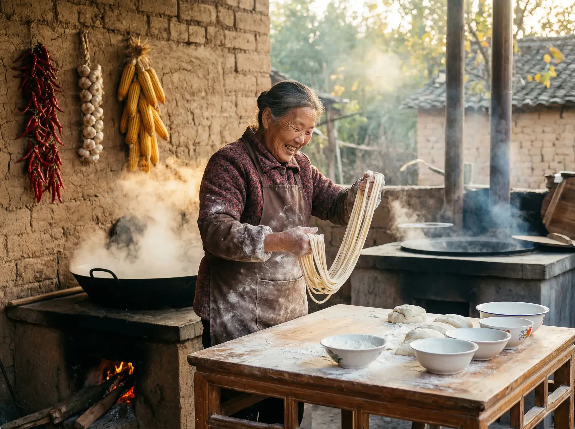 农家大嫂手擀面 - 坐在学长的棒棒上写作业免费 乡村美食